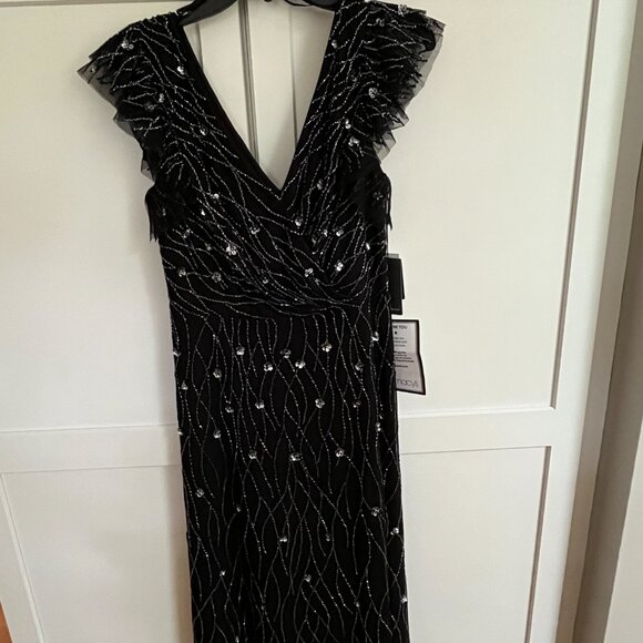 Adrianna Papell Women's Beaded Flutter-Sleeve Midi Dress - Picture 3 of 5